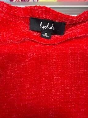 Lipslide Red Chenille Knit Pullover Sweater Size XL